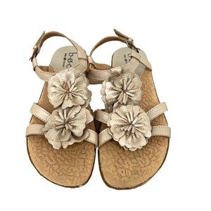 B.O.C. BORN WOMEN’S CHAMPAGNE METALLIC BEIGE LEATHER FLORAL SANDALS SIZE 8